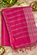 Rani Pink Tussar Saree with Zari and Sequins