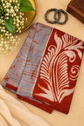 Grey Batik Silk Saree