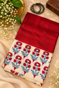 Deep Red Hand Block Pure Silk Saree