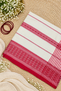 White Bengal Cotton Begampuri Saree | Maach Motifs