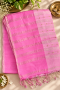 Pink Tussar Saree with Zari and Sequins