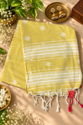 Yellow Mul Cotton Jamdani Saree