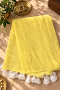 Yellow Mul Cotton Saree with Sequins