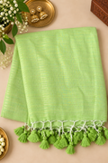 Green Mul Cotton Saree with Zari work