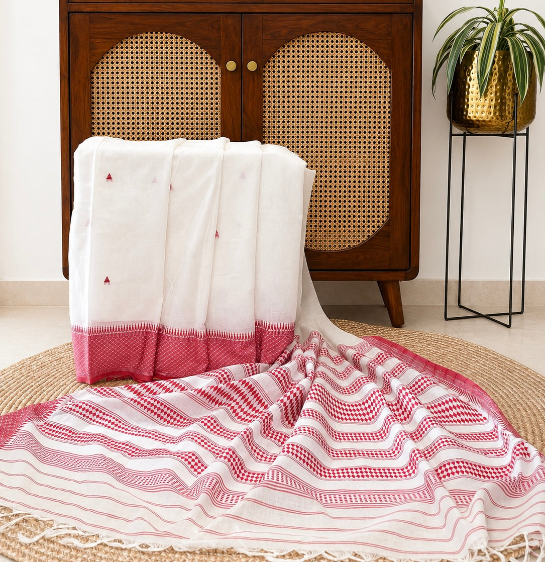 White Cotton Begampuri saree